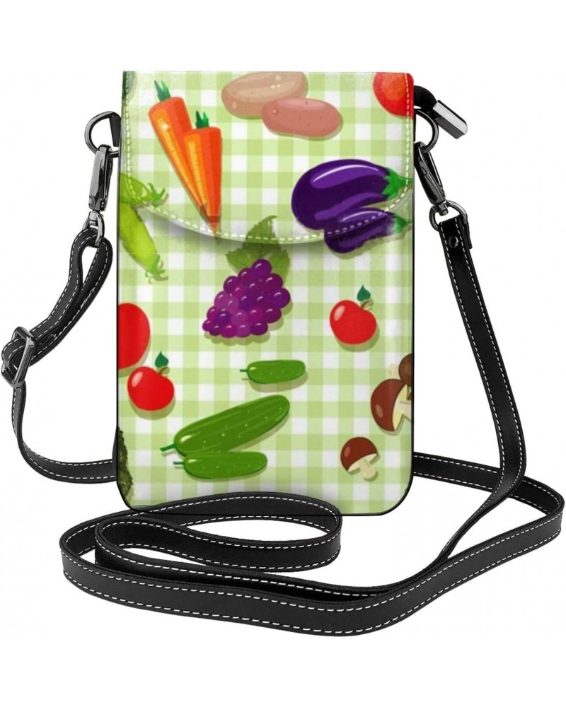 Fruit Vegetables Women Cell Phone Purse Leather Shoulder Crossbody Bag Wallet Pouch $21.94 Shoulder Bags