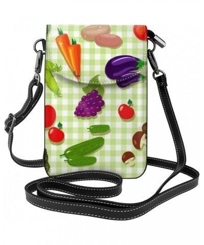 Fruit Vegetables Women Cell Phone Purse Leather Shoulder Crossbody Bag Wallet Pouch $21.94 Shoulder Bags