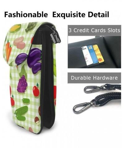 Fruit Vegetables Women Cell Phone Purse Leather Shoulder Crossbody Bag Wallet Pouch $21.94 Shoulder Bags