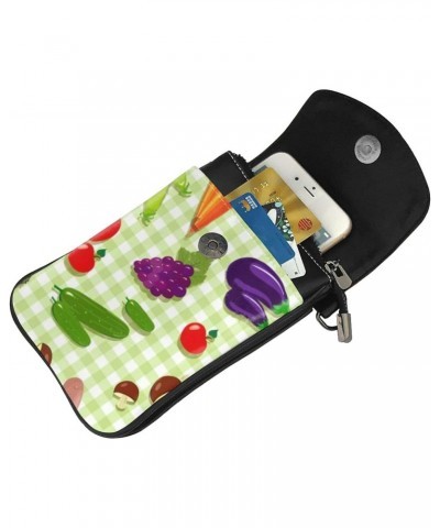 Fruit Vegetables Women Cell Phone Purse Leather Shoulder Crossbody Bag Wallet Pouch $21.94 Shoulder Bags