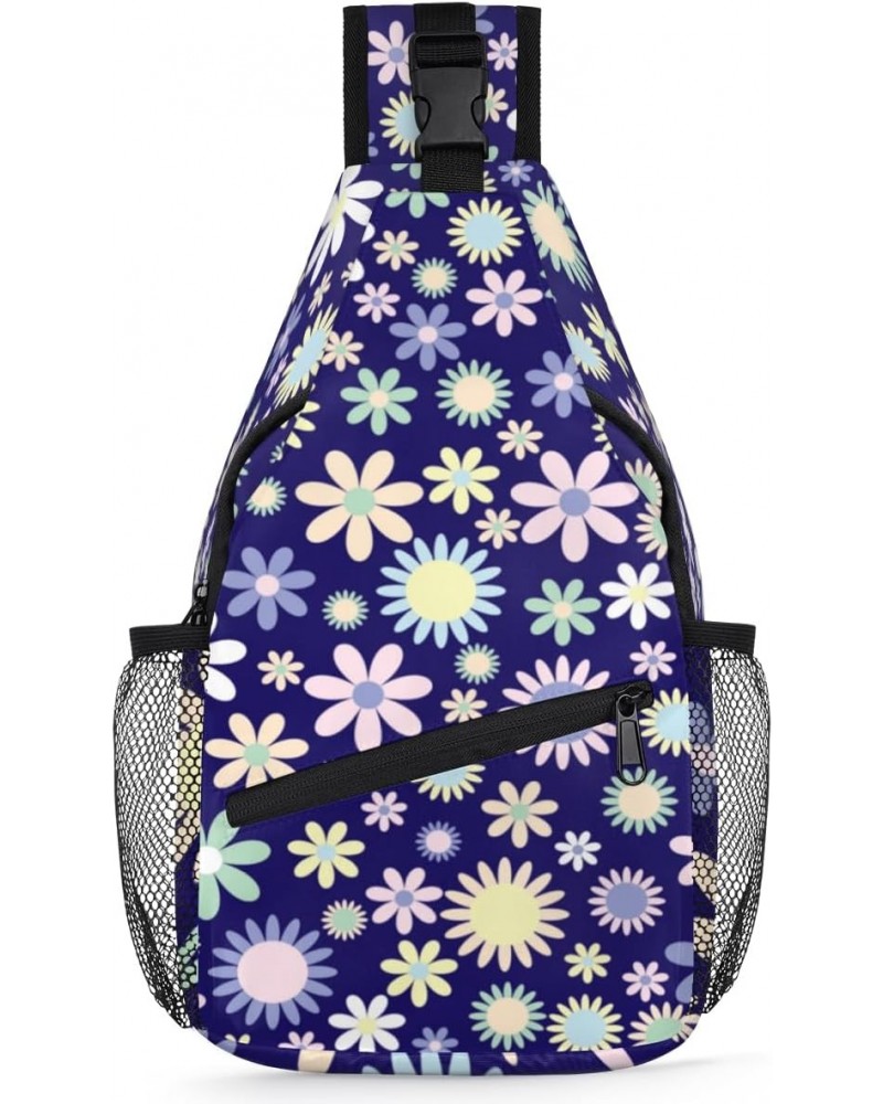 Colourful Flowers Sling Bag for Women Crossbody Backpack Purse Shoulder Casual Daypack Cross Body Bags for Travel Cycling Hik...