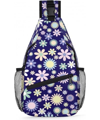 Colourful Flowers Sling Bag for Women Crossbody Backpack Purse Shoulder Casual Daypack Cross Body Bags for Travel Cycling Hik...