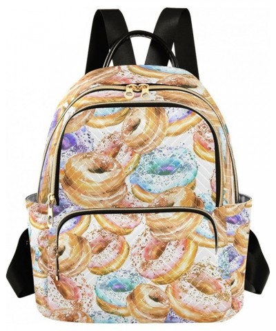 Women Backpack Watercolor Doughnut Anti-Theft Travel Backpack with Luggage Belt Lightweight Handbag Lady Purse Roomy Double Z...