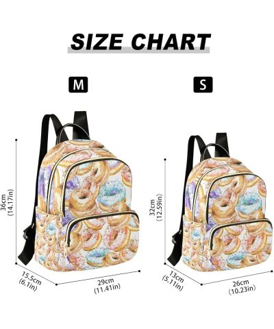 Women Backpack Watercolor Doughnut Anti-Theft Travel Backpack with Luggage Belt Lightweight Handbag Lady Purse Roomy Double Z...