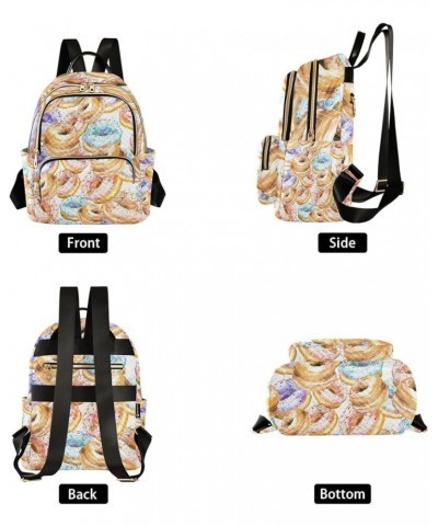 Women Backpack Watercolor Doughnut Anti-Theft Travel Backpack with Luggage Belt Lightweight Handbag Lady Purse Roomy Double Z...