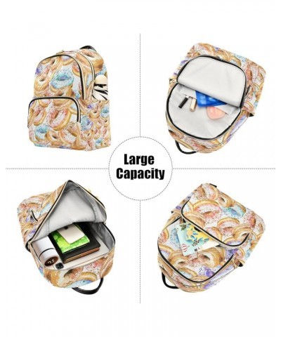 Women Backpack Watercolor Doughnut Anti-Theft Travel Backpack with Luggage Belt Lightweight Handbag Lady Purse Roomy Double Z...