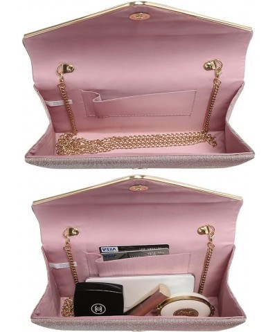 Women Glistening Clutches Handbags Evening Bags Wedding Purses Cocktail Prom Party Clutches (Champagne) Pink $21.53 Evening Bags