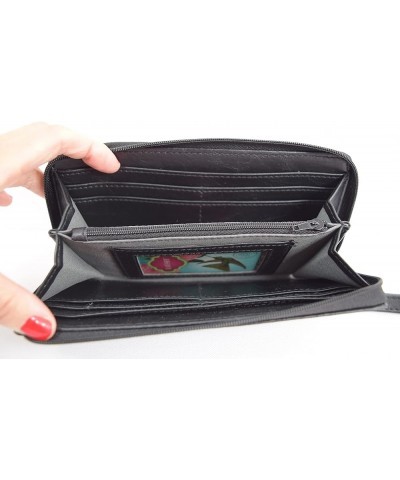 Beautiful Floral Arrangement Embroidered Large Wristlet Ziparound wallet (Green) Black $24.76 Wristlets