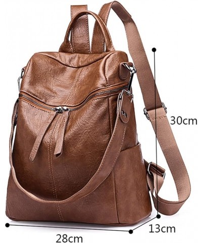 Fashion Backpack Women Backpacks Lady Large Capacity Fashion Bag Leather Women Shoulder Bags (Color : Brown, Size : 12 * 11 *...