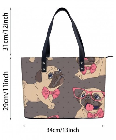 NIxux A Puppy With Glasses Tote Bag Lightweight Handbag for Shopping Gym Hiking Travel Yoga Shoulder Bag with Outside Zipper ...