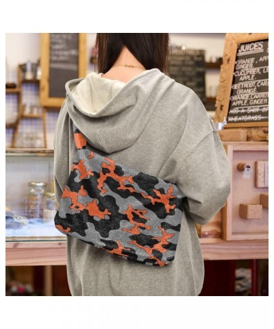 Camouflage Black Orange Shoulder Tote Bags for Women Furry Crossbody bag Hobo Handbag Purses for Traveling Working Shopping $...