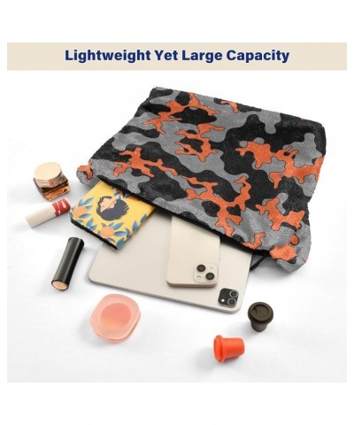 Camouflage Black Orange Shoulder Tote Bags for Women Furry Crossbody bag Hobo Handbag Purses for Traveling Working Shopping $...