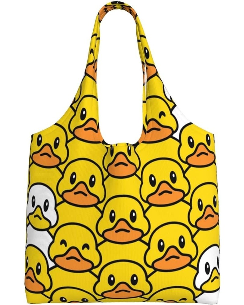 Cute Cat Paws Single Shoulder Commuter Canvas Tote Bags For Women And Men Cartoon Rubber Duck $8.79 Totes