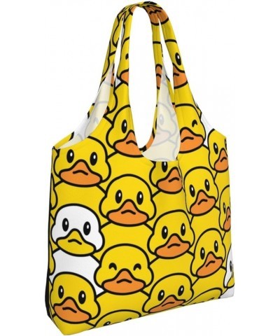 Cute Cat Paws Single Shoulder Commuter Canvas Tote Bags For Women And Men Cartoon Rubber Duck $8.79 Totes