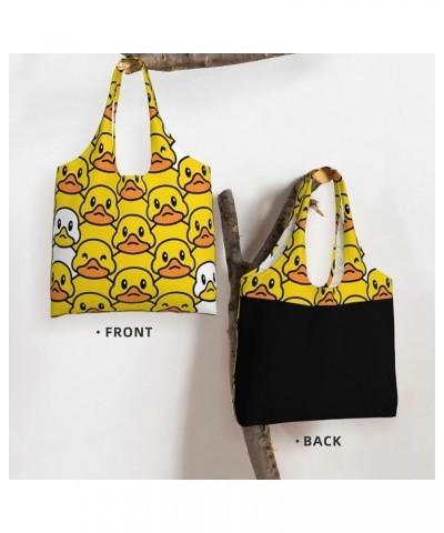 Cute Cat Paws Single Shoulder Commuter Canvas Tote Bags For Women And Men Cartoon Rubber Duck $8.79 Totes