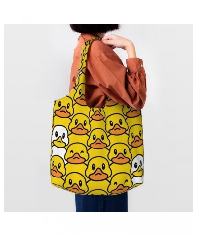 Cute Cat Paws Single Shoulder Commuter Canvas Tote Bags For Women And Men Cartoon Rubber Duck $8.79 Totes