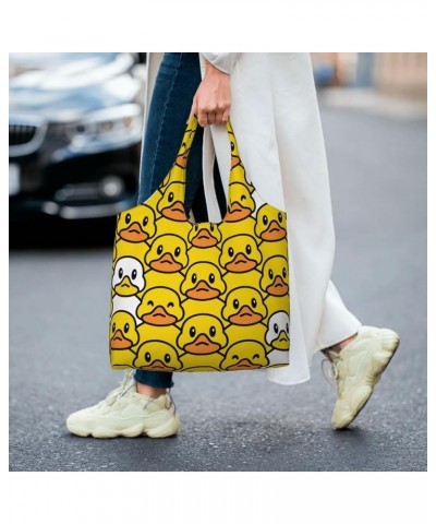 Cute Cat Paws Single Shoulder Commuter Canvas Tote Bags For Women And Men Cartoon Rubber Duck $8.79 Totes