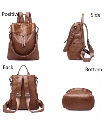 Fashion Backpack Women Backpacks Lady Large Capacity Fashion Bag Leather Women Shoulder Bags (Color : Brown, Size : 12 * 11 *...