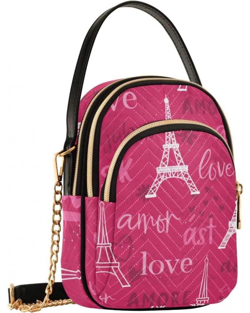 Valentines Cell Phone Purse Amor Eiffel Tower Love Crossbody Handbag Durable Shoulder Bag Sturdy Travel Pouch Compact Chic Ba...