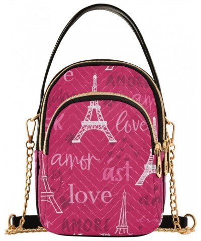 Valentines Cell Phone Purse Amor Eiffel Tower Love Crossbody Handbag Durable Shoulder Bag Sturdy Travel Pouch Compact Chic Ba...