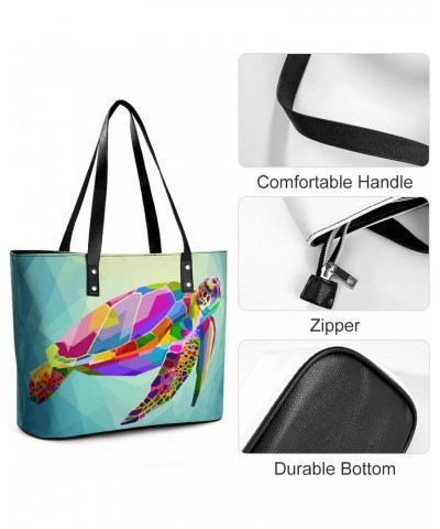 Womens Handbag Colored Turtle Leather Tote Bag Top Handle Satchel Bags For Lady $20.29 Totes