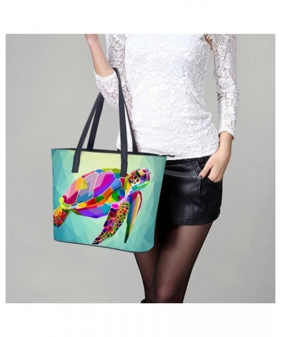 Womens Handbag Colored Turtle Leather Tote Bag Top Handle Satchel Bags For Lady $20.29 Totes