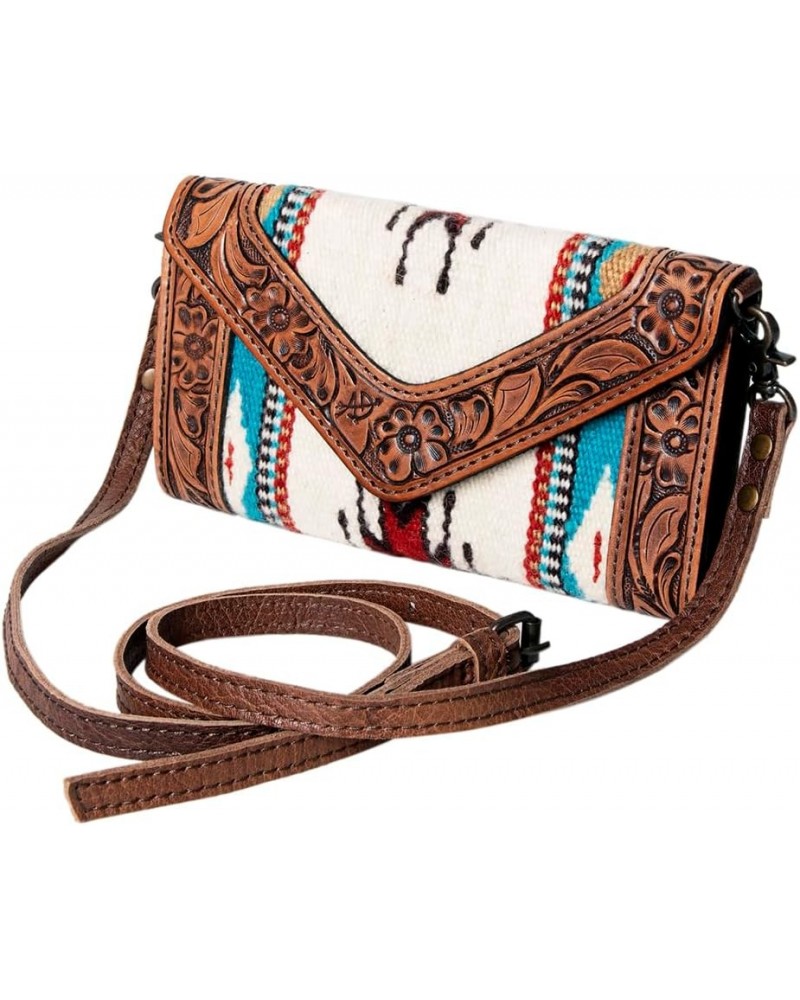 Envelope Hand Tooled Saddle Blanket Fabric Genuine Leather Western Women Bag Handbag Purse | Envelope Bag for Women | Cute En...