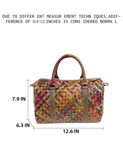 Women's Mosaic Style Genuine Leather Handwoven Unique Style Diagonal Shoulder Handbag A-9038 $26.35 Satchels