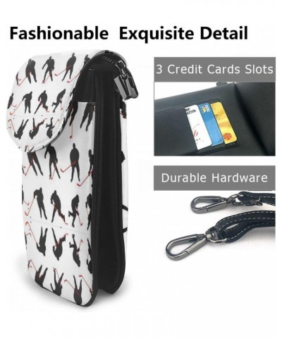 Ice Hockey Small Crossbody Bag Crossbody Wallet Pu Leather Cell Phone Purse Mini With Card Slots $12.75 Crossbody Bags