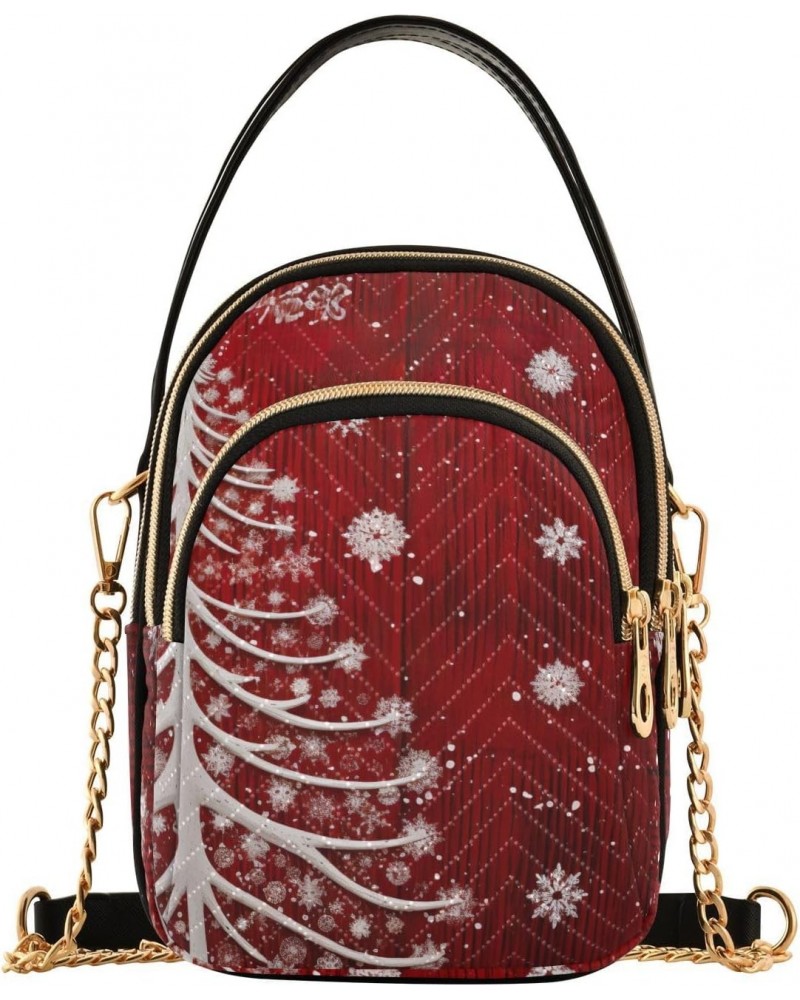 Winter Snowflakes Tree Christmas Crossbody Bags for Women Cross Body Purse Shoulder Purse with Chain Strap for Daily Use $15....