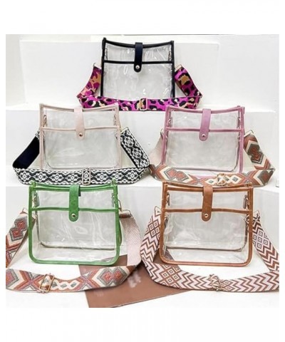 Womens Small Transparent Crossbody Shoulder Bag Bucket Crossbody Bag with Wide Strap PVC Satchel Bag Purse (Black) Green $20....