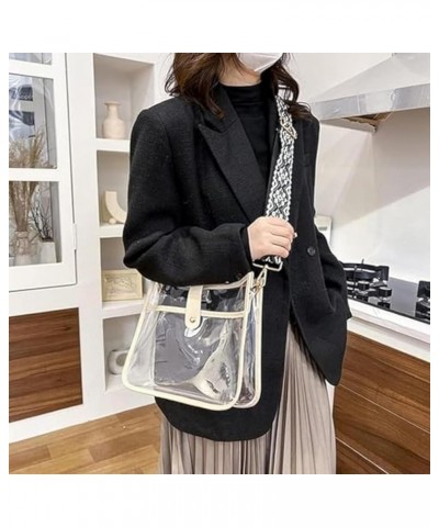 Womens Small Transparent Crossbody Shoulder Bag Bucket Crossbody Bag with Wide Strap PVC Satchel Bag Purse (Black) Green $20....