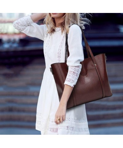 Women Handbags Purse Large Leather Crossbody Tote Bag Fashion Top Handle Ladies Shoulder Bag with Zipper Brown $20.25 Totes