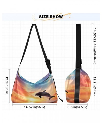 Jumping Dolphin Shoulder Bag for Women Waterproof PU Leather Hobo Bags Crossbody Purse with Zipper Closure $15.18 Shoulder Bags