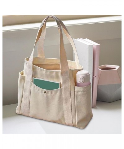 Women Tote Bag Canvas Handbag Working Purse with Multiple Pockets Fashion Ladies Beach Handle Bag Zipper Closure Shopping Bag...