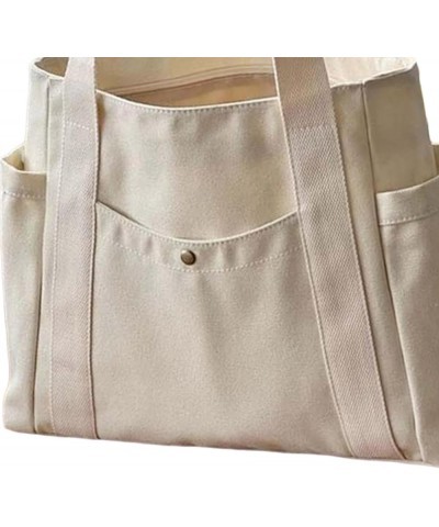 Women Tote Bag Canvas Handbag Working Purse with Multiple Pockets Fashion Ladies Beach Handle Bag Zipper Closure Shopping Bag...