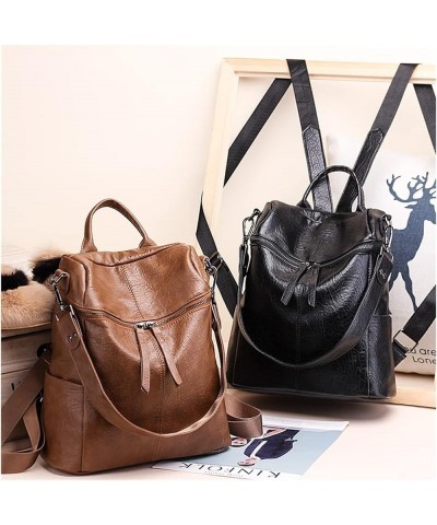 Fashion Backpack Women Backpacks Lady Large Capacity Fashion Bag Leather Women Shoulder Bags (Color : Brown, Size : 12 * 11 *...