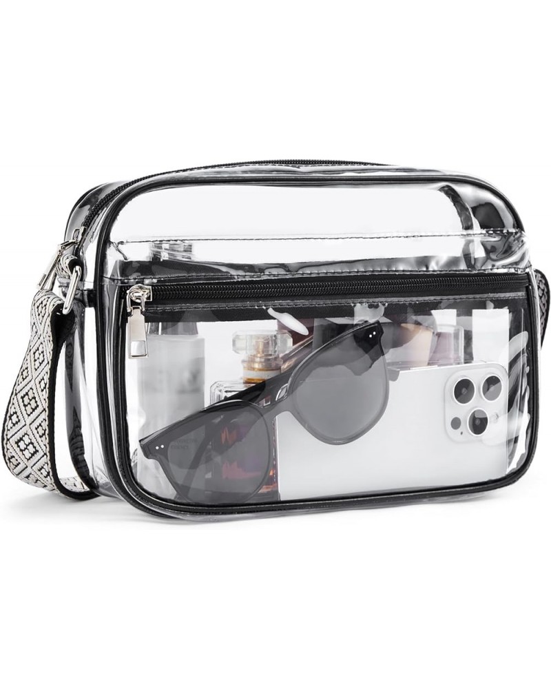 Clear Purses for Women Stadium Approved Clear Bags Small Crossbody Bags Trendy for Concerts Sports Black-Guitar Strap $11.00 ...