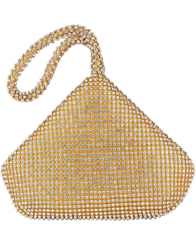 Upgraded Medium Rhinestone Wrist Purse, Women Bling Evening Bag Sparkly Clutch for Prom Night Out Cocktail Gold $11.50 Wristlets