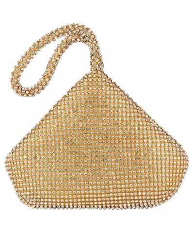 Upgraded Medium Rhinestone Wrist Purse, Women Bling Evening Bag Sparkly Clutch for Prom Night Out Cocktail Gold $11.50 Wristlets