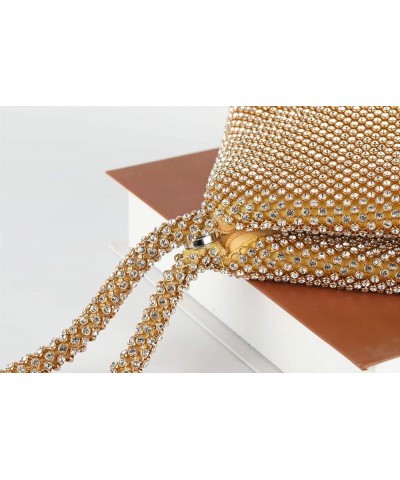 Upgraded Medium Rhinestone Wrist Purse, Women Bling Evening Bag Sparkly Clutch for Prom Night Out Cocktail Gold $11.50 Wristlets