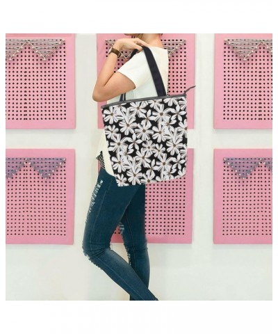 Tote Handbag for Women Tote Bag, Daisy Floral Pattern(f1) Canvas + leather Shoulder Bag, Hobo bag, Satchel Purse(8ue0d) $12.5...