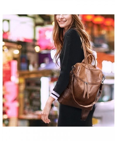 Fashion Backpack Women Backpacks Lady Large Capacity Fashion Bag Leather Women Shoulder Bags (Color : Brown, Size : 12 * 11 *...