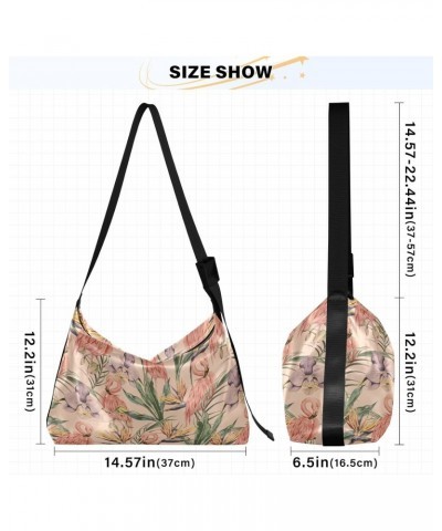 Tropical Flowers Jungle Flamingos Hobo Bags for Women Leather Purses Crossbody Bag Handbag Shoulder Bag for Work GiftsTravel ...