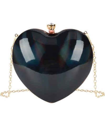 Women Glitter Heart Shape Clutch Purse Leather Shoulder Bag Party Handbags Holographic Laser--black $14.71 Evening Bags