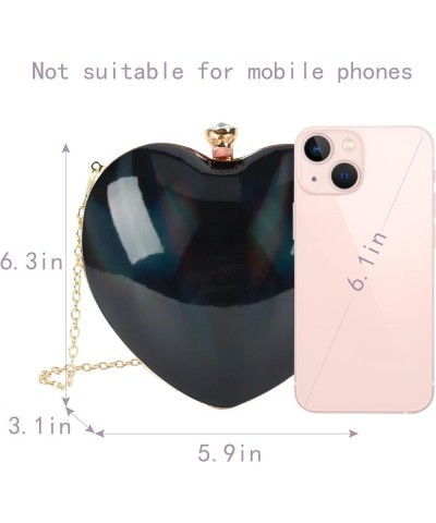 Women Glitter Heart Shape Clutch Purse Leather Shoulder Bag Party Handbags Holographic Laser--black $14.71 Evening Bags