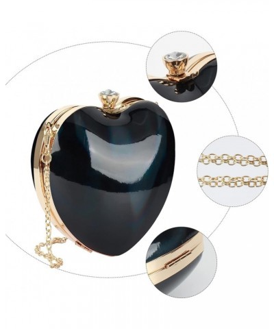 Women Glitter Heart Shape Clutch Purse Leather Shoulder Bag Party Handbags Holographic Laser--black $14.71 Evening Bags