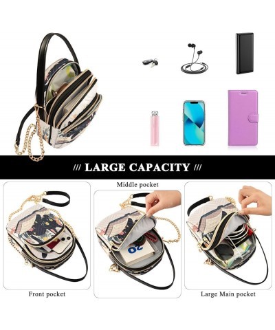 Small Crossbody Bag for Women with Compartments,Long Gold Chain Crossbody Purse Polyester Phone Purse Wallet Cat 12 $13.19 Cr...