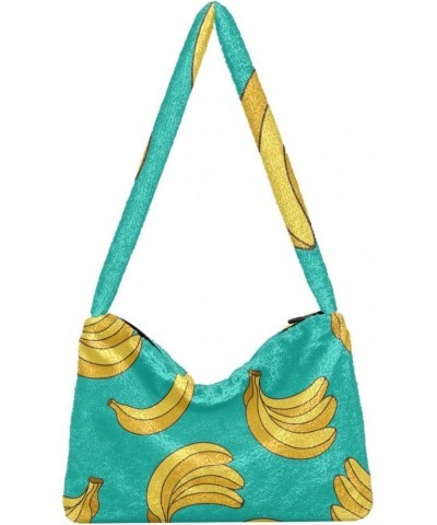 Fruit Women Boho Handbag Yellow Banana Aqua Underarm Bag Tote Bag Shoulder Bag Crossbody Bag Fluffy Cell Phone Purse Patriot ...