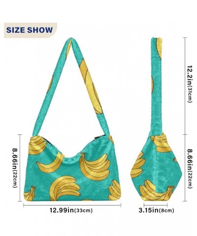 Fruit Women Boho Handbag Yellow Banana Aqua Underarm Bag Tote Bag Shoulder Bag Crossbody Bag Fluffy Cell Phone Purse Patriot ...